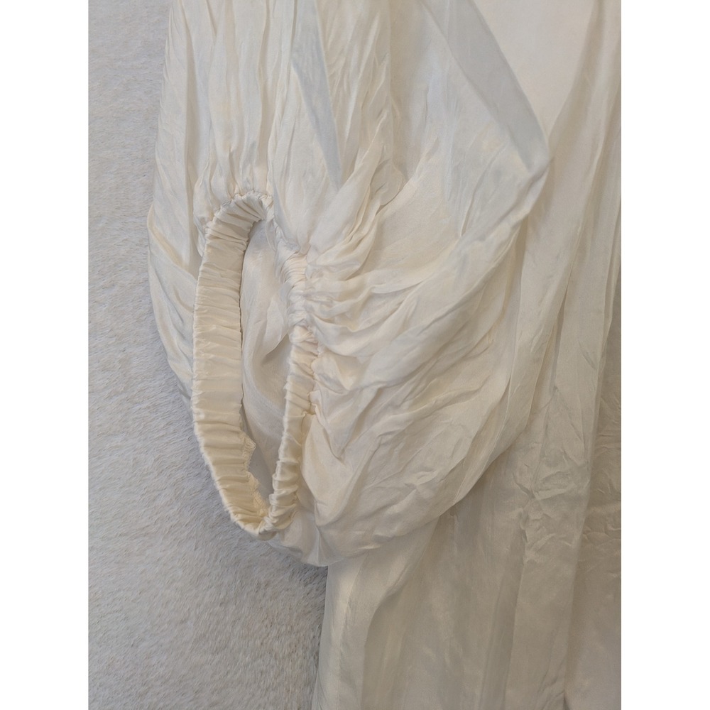 NEW Karen Kane Blouson Top Women's S White Silk Beaded Shell Trim Indian Summer - Picture 3 of 12